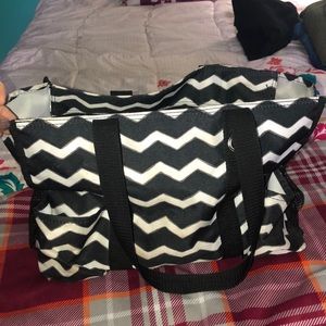 Black and white striped thirty one bag